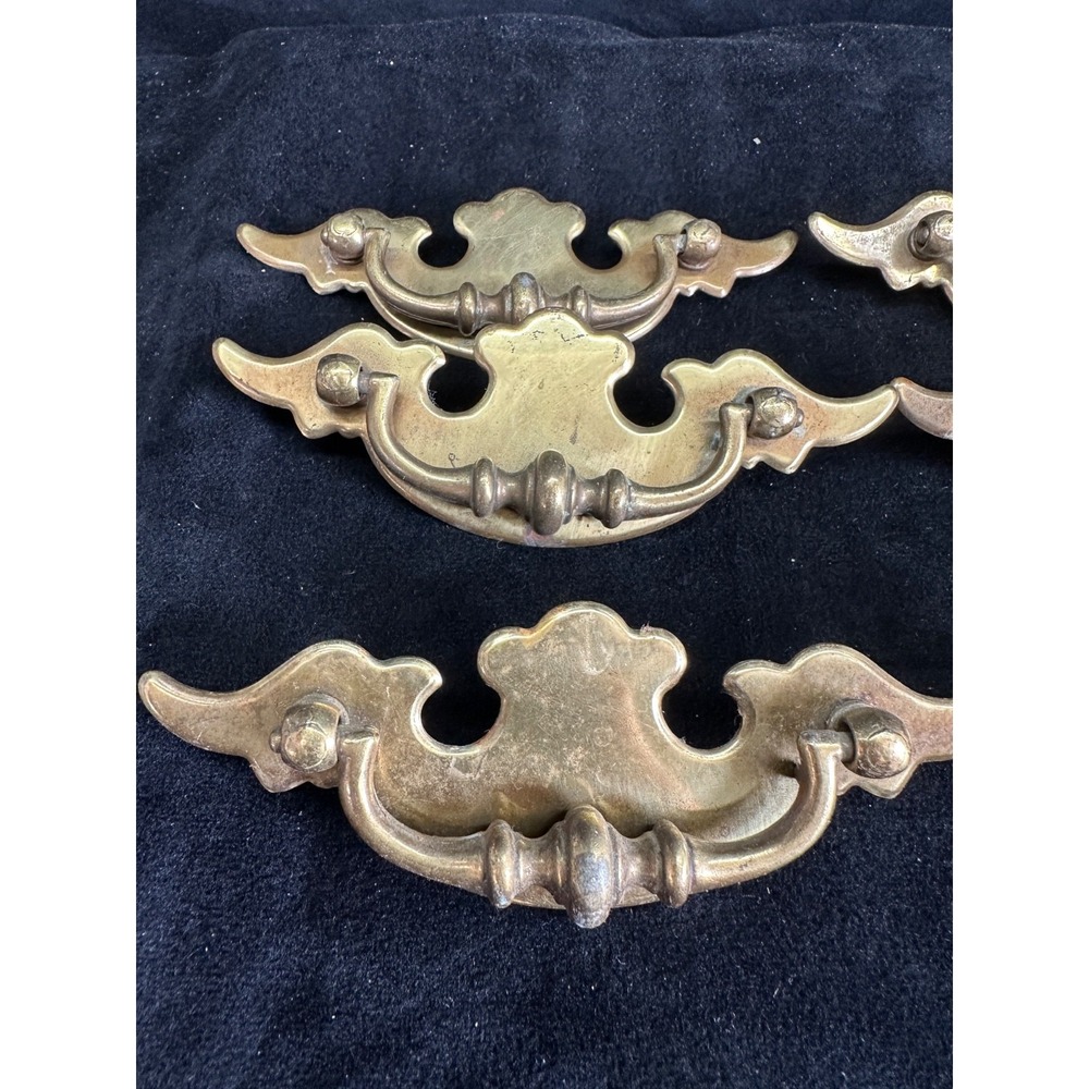 Vintage Brass Drawer Pulls Lot Set of 6 Vintage Hardware MCM 5" Wide